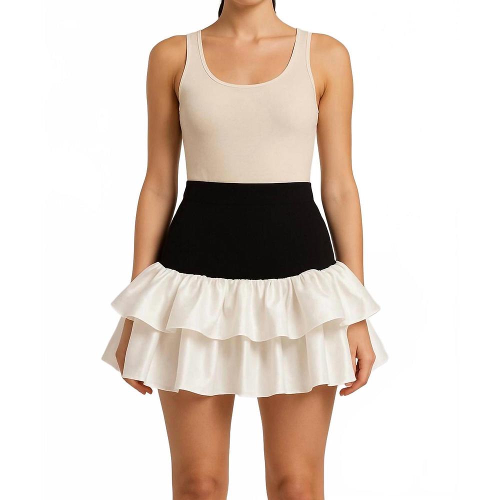 NEW MISCREANTS LONDON ruffle mini skirt in black/white